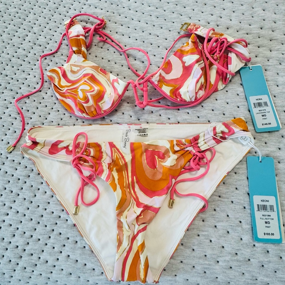 Beach Bunny Pink and Orange Swirl Bikini